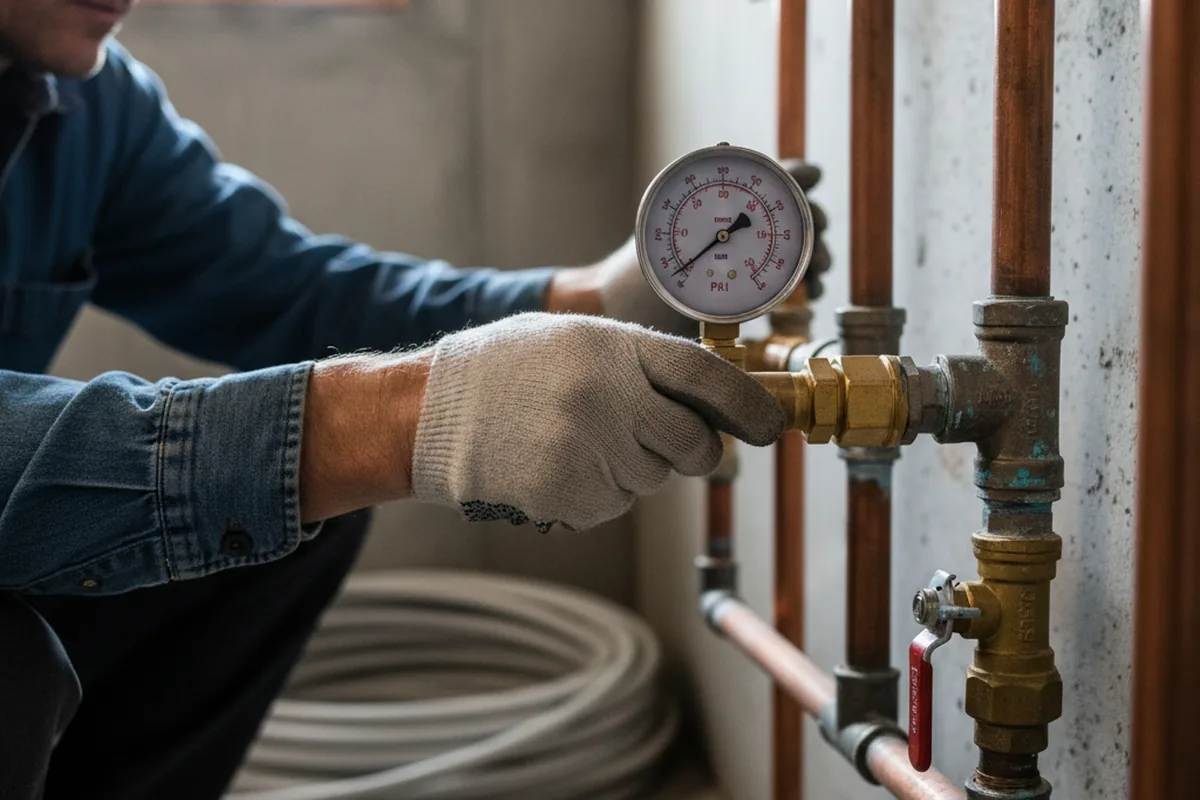 Pressure testing a repaired line during Water Line Repair in Gretna